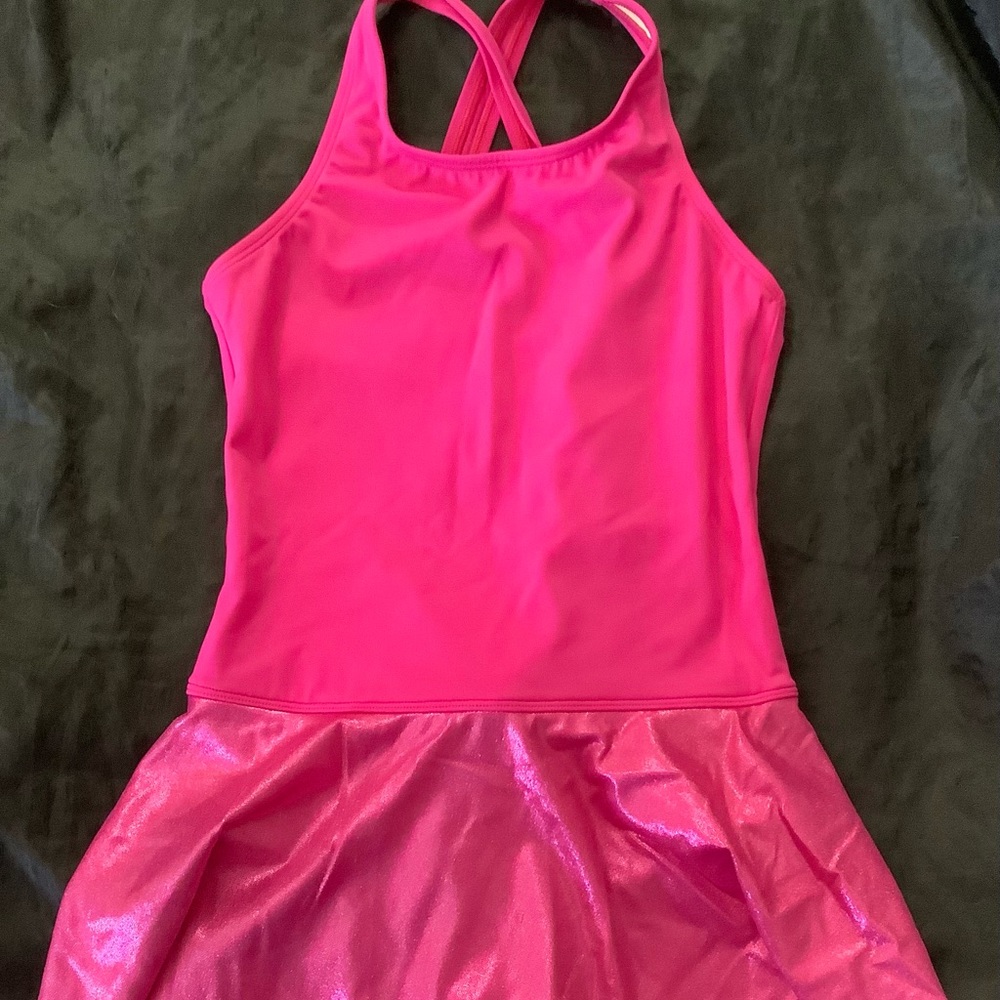 New pink one piece with built in skirt Lands End